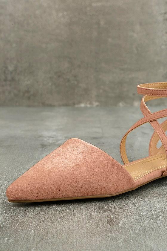 Chic Blush Flats Pointed Suede Flats Vegan Suede Flats 2400