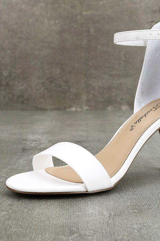 Classic White Heels Vegan Leather Heels Ankle Strap Heels 26.00