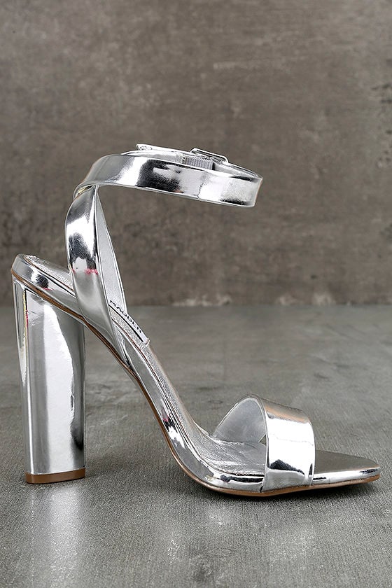 steve madden silver ankle strap heels