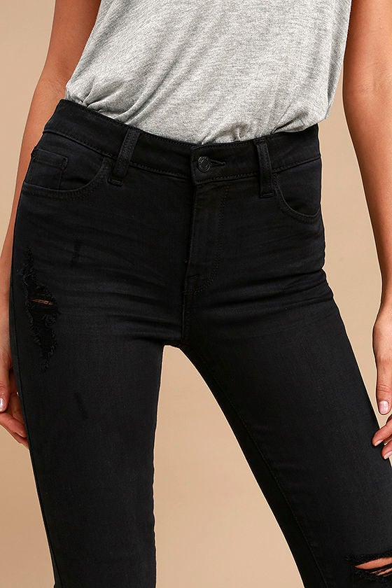 distressed light ultra high waisted slim fit jeans