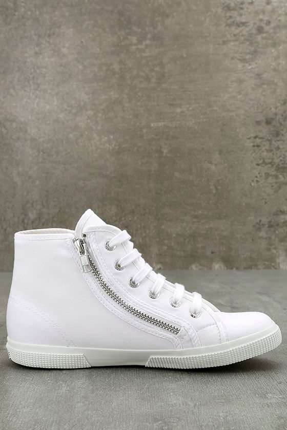 Superga 2224 COTU Sneakers - White Canvas Sneakers - White High-Top Sneakers - $85.00
