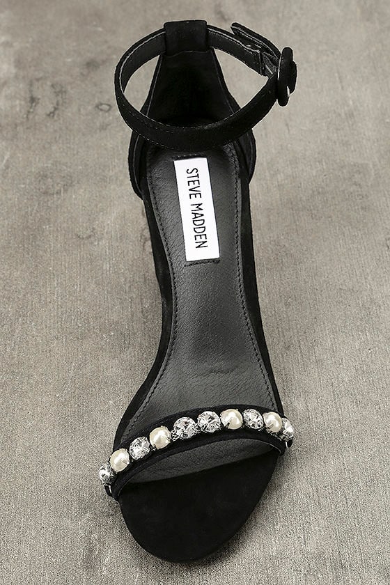 steve madden black glitter heels