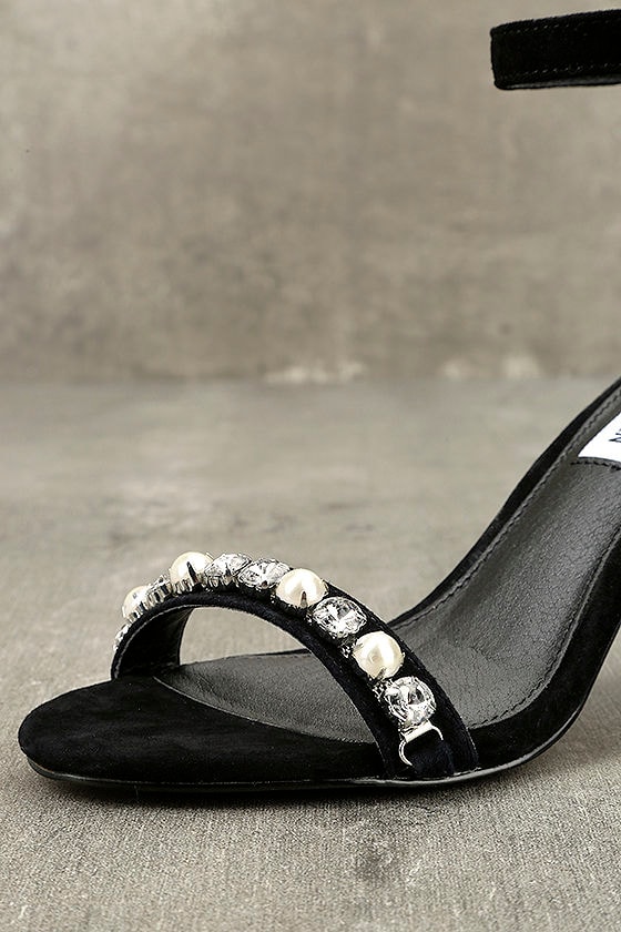 steve madden black glitter heels