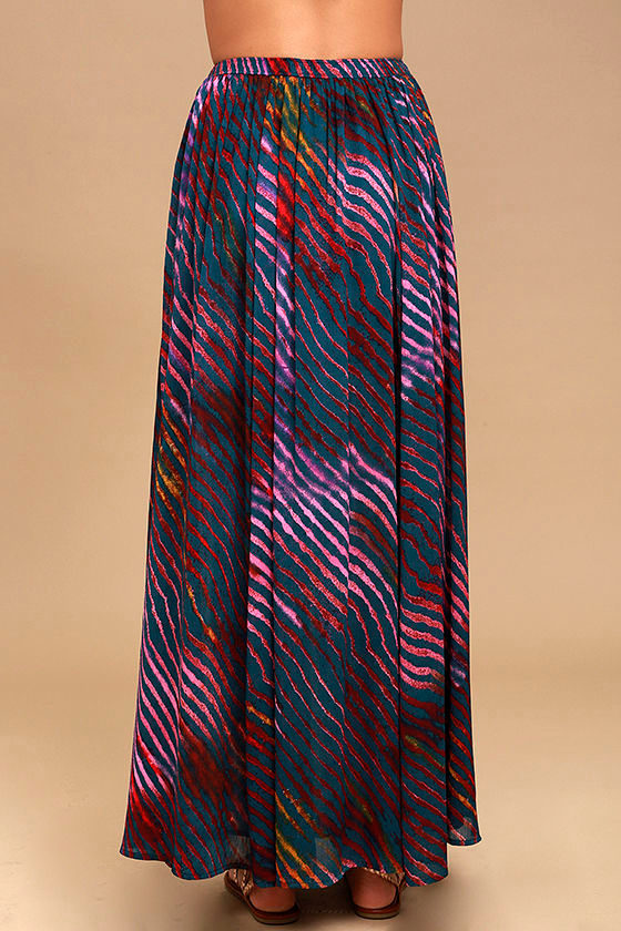 Free People True to You - Navy Blue Print Skirt - Maxi Skirt - $128.00