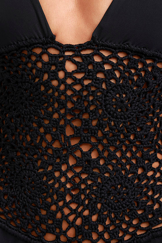 Frankies Bikinis Lilah Black One Piece Crochet One Piece