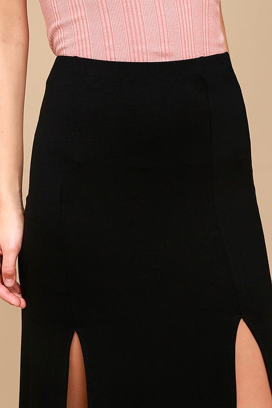 Cute Black Skirt - Maxi Skirt - Slit Skirt - $36.00