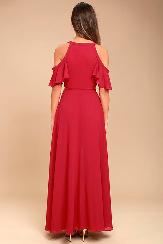 pink maxi dress off shoulder
