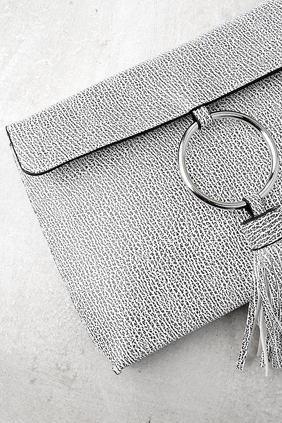 Trendy White Tassel Clutch Folded Clutch Vegan Leather Clutch 39.00