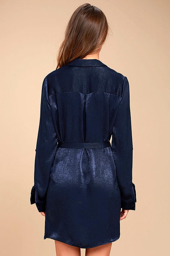 navy blue long sleeve shirt dress