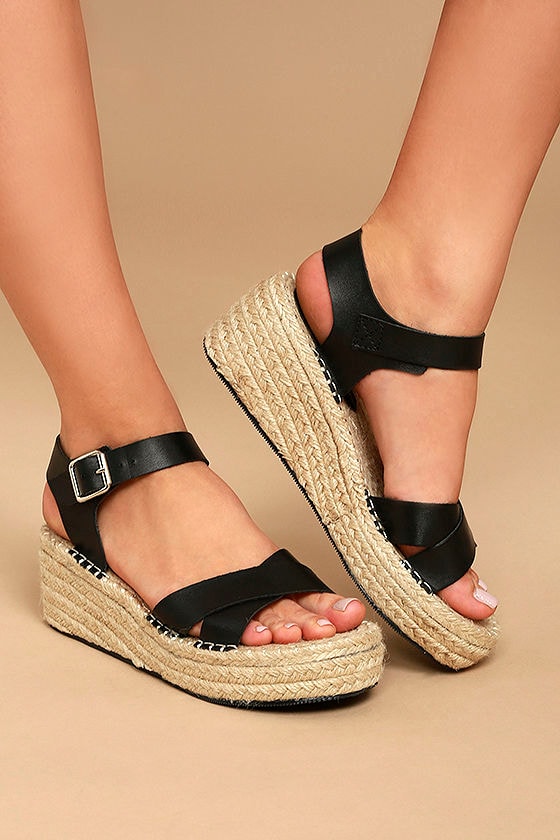 womens all black wedges