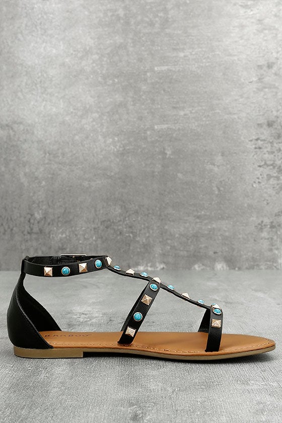 studded gladiator sandals black