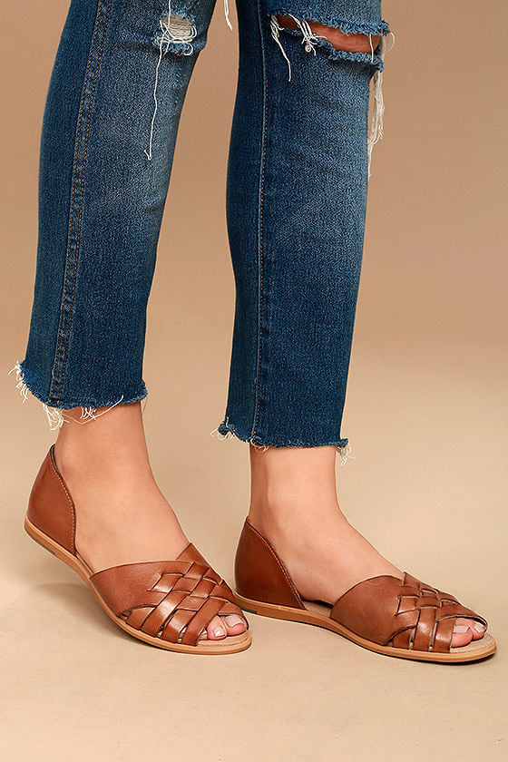 cognac pointed toe flats
