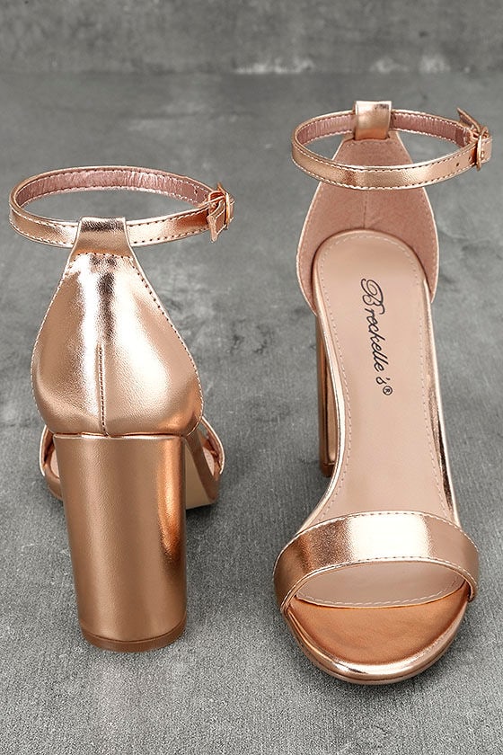rose gold heels ankle strap