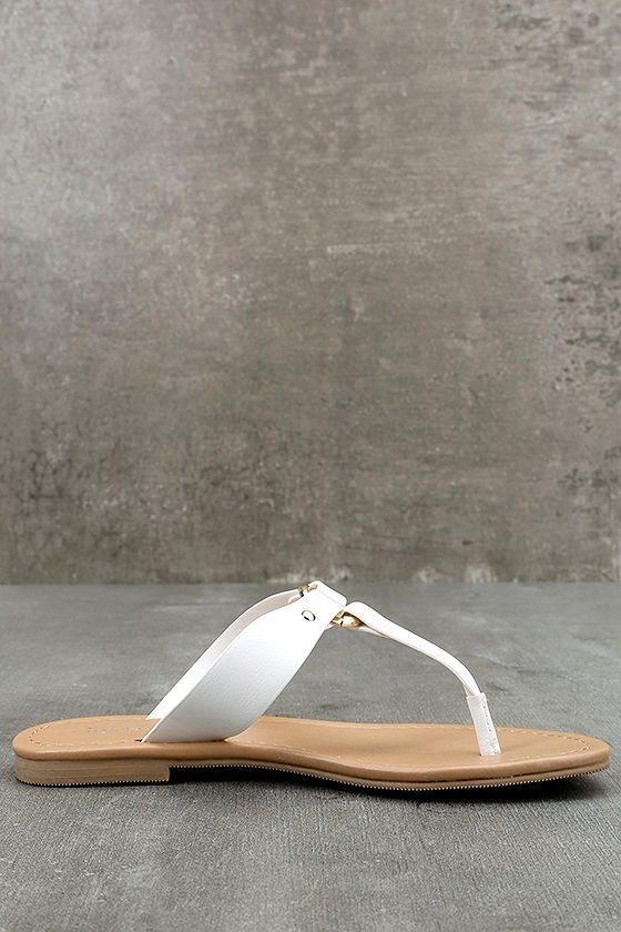 Chic White Sandals - Thong Sandals - Vegan Leather Sandals - $19.00