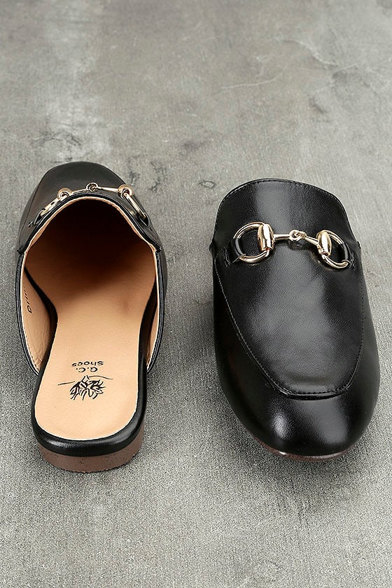 black loafer slides