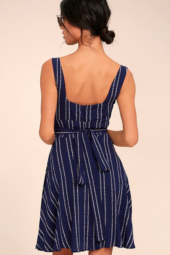 navy blue print dress