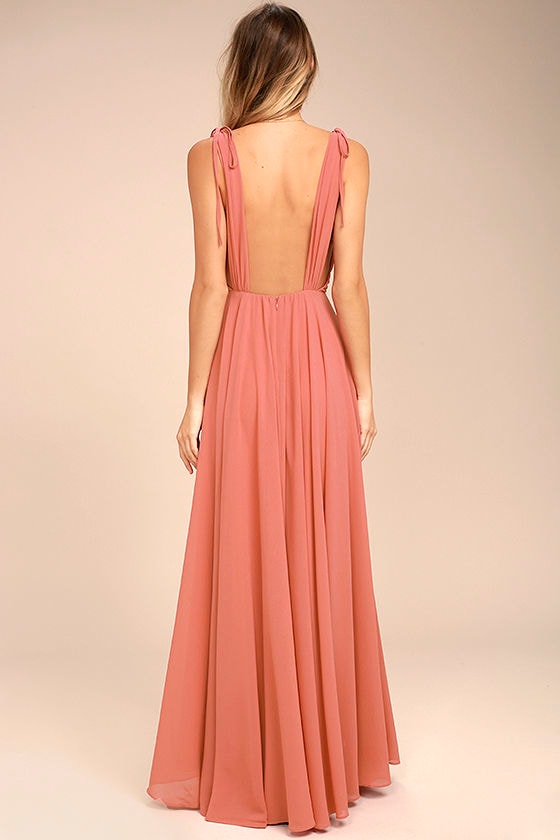 Lovely Rusty Rose Maxi Dress - Backless Maxi Dress - Rusty Rose Gown ...