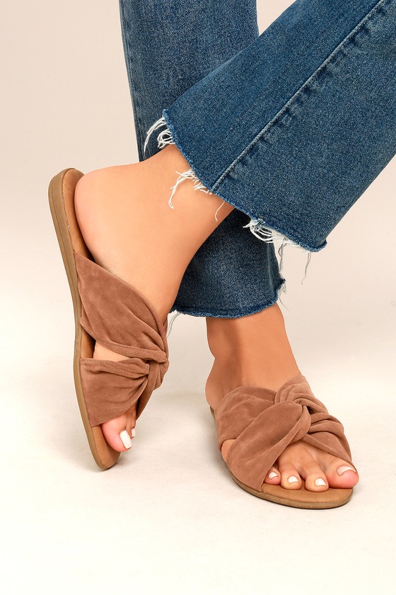 suede slide sandals