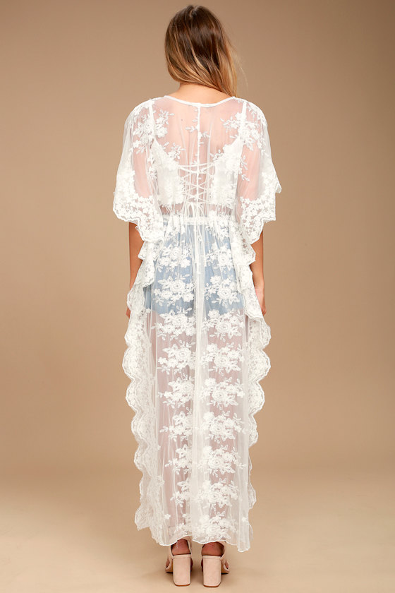 Stunning White Kimono Top Lace Kimono Top Long Kimono Top