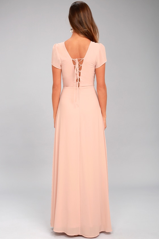 Lovely Blush Dress - Maxi Dress - Short Sleeve Dress - $94.00