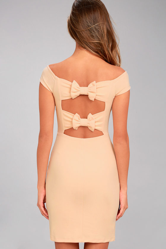 Sexy Peach Dress OfftheShoulder Dress Bodycon Dress 57.00