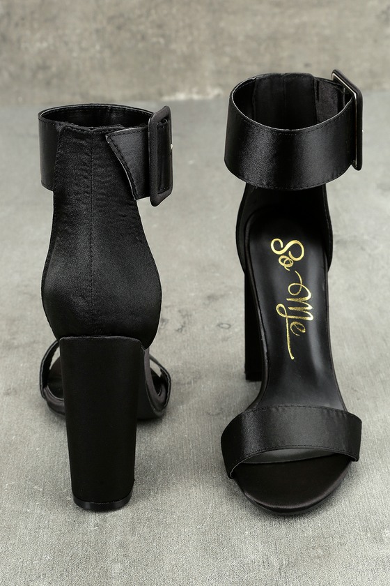 black satin lace up heels