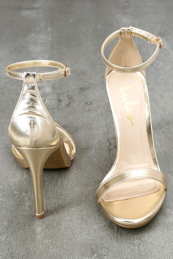 ankle strap gold heels