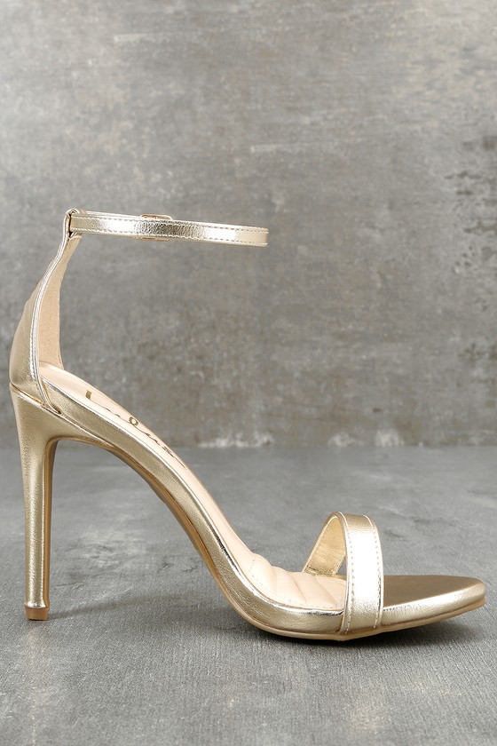 ankle strap gold heels
