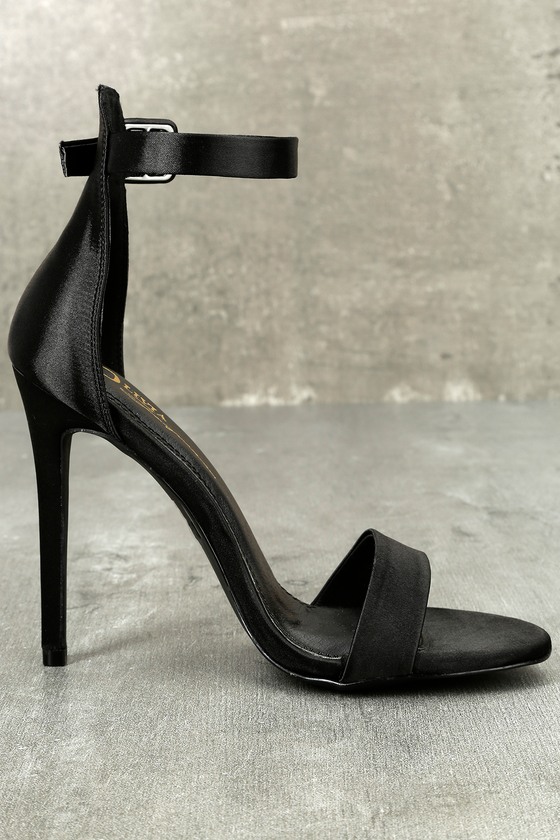 black satin lace up heels