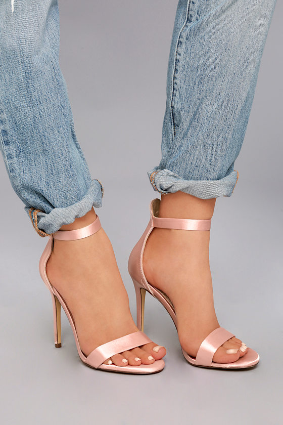 satin blush heels