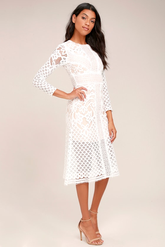 Keepsake Bridges Dress White Lace Dress Midi Dress