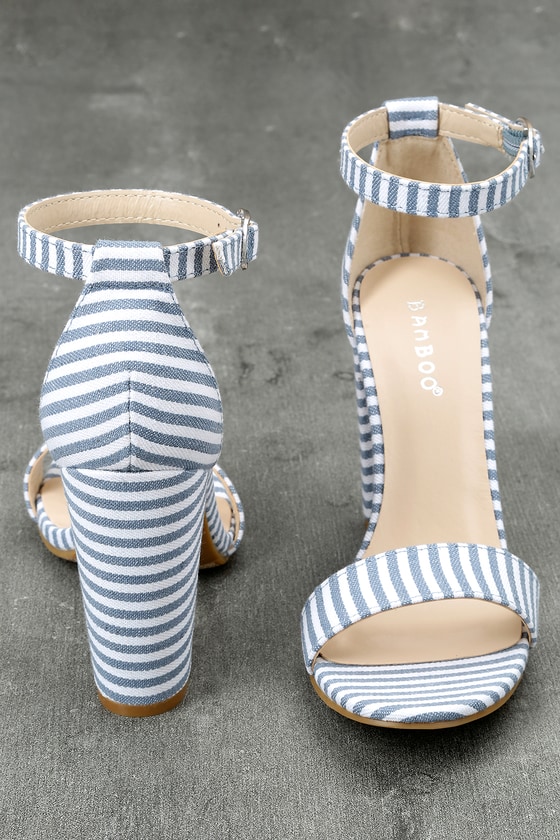 blue and white heels
