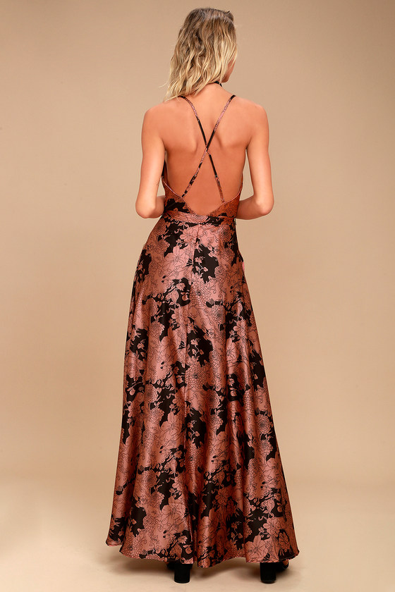 kalani rusty rose floral print maxi skirt