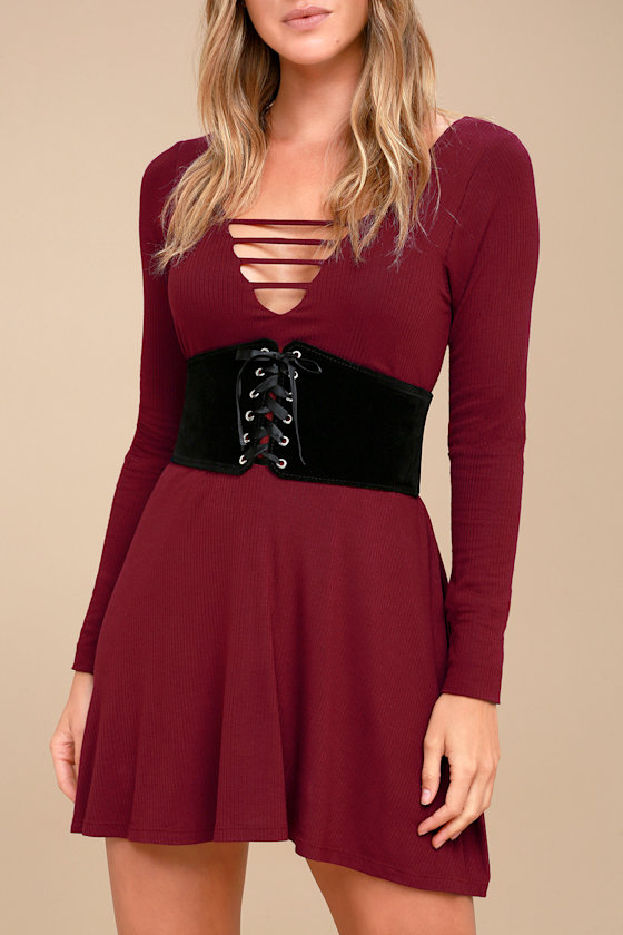 Sexy Black Velvet Belt LaceUp Waist Belt Corset Belt