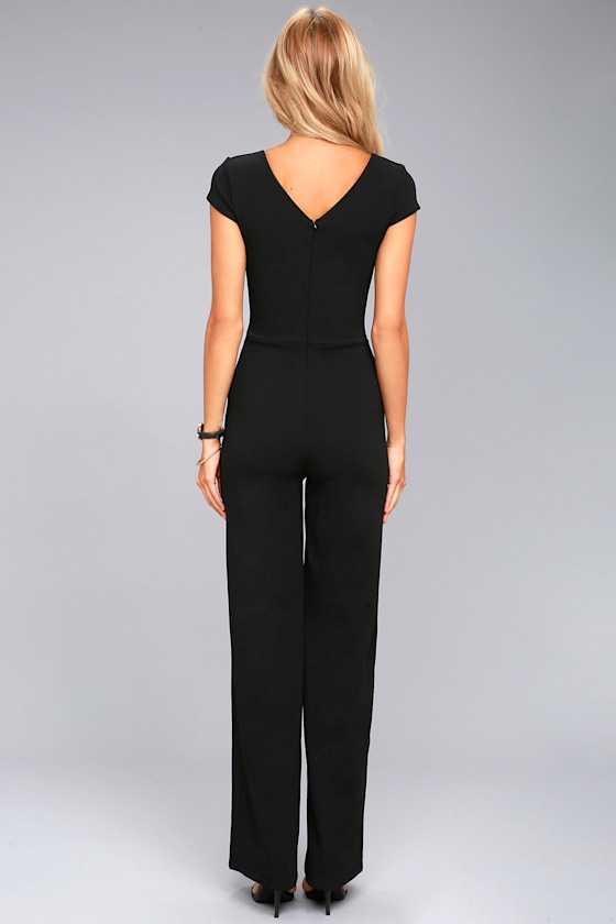 Black Jumpsuit Short Sleeve Jumpsuit WideLeg Jumpsuit