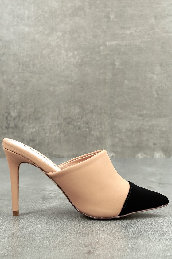 nude leather mule