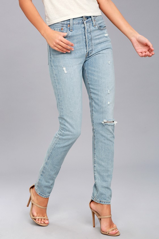 Levi's 501 Skinny - Light Wash Jeans - Distressed Jeans