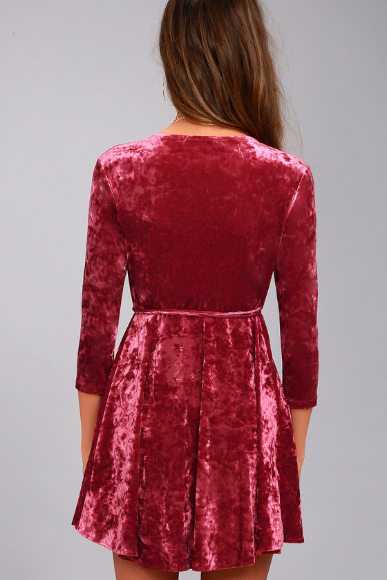 wine red wrap dress