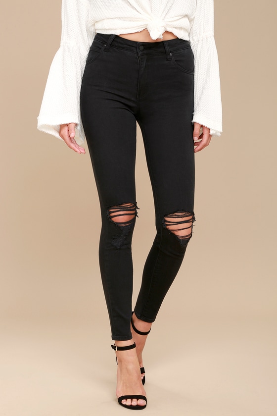Rollas Westcoast Ankle - Washed Black Skinny Jeans