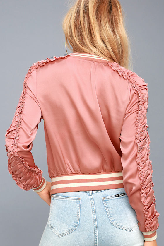 Trendy Bomber Jacket Blush Jacket Satin Bomber Jacket