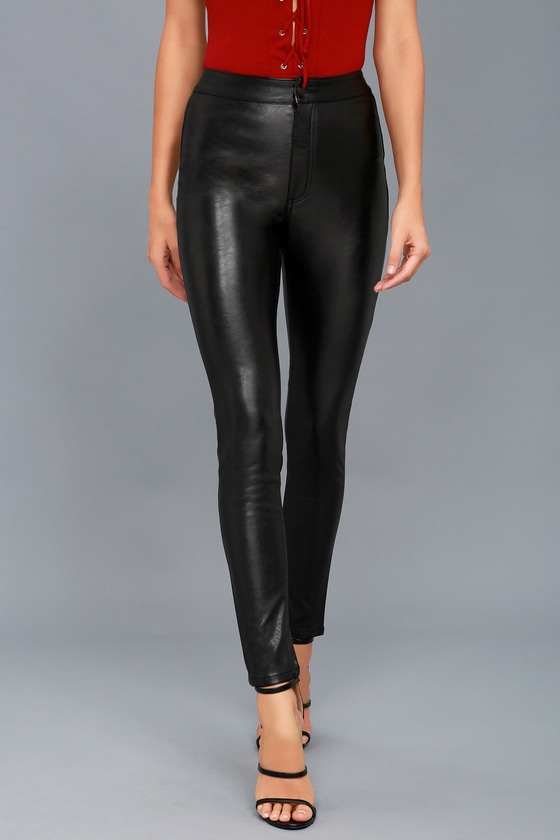 black vegan leather pants