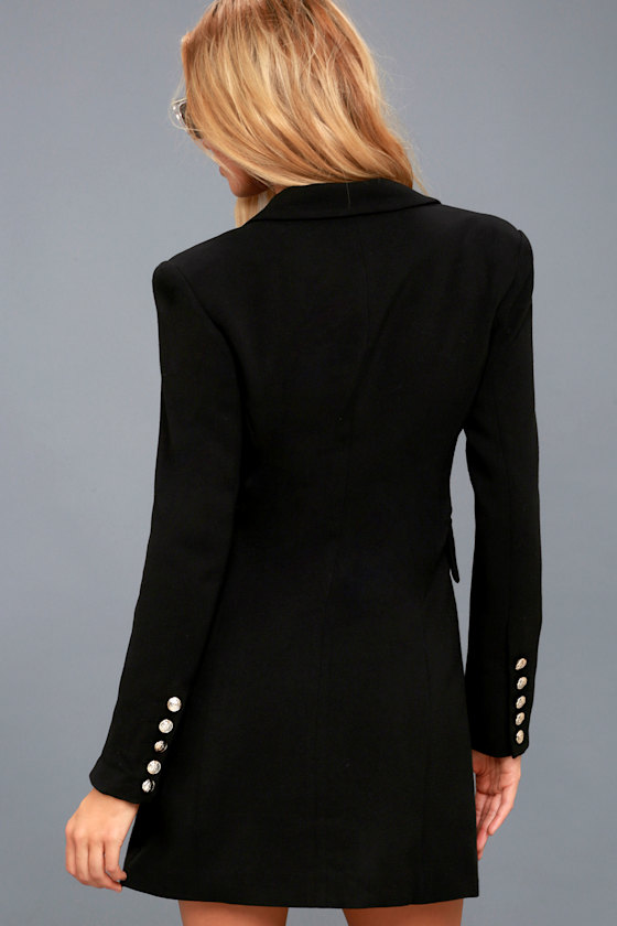 Chic Black Coat DoubleBreasted Coat Military Coat