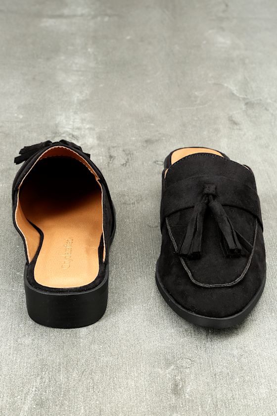 black loafer slides