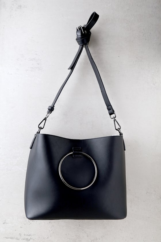 Chic Black Tote Bag Ring Handle Tote Bag Ring Handle Bag