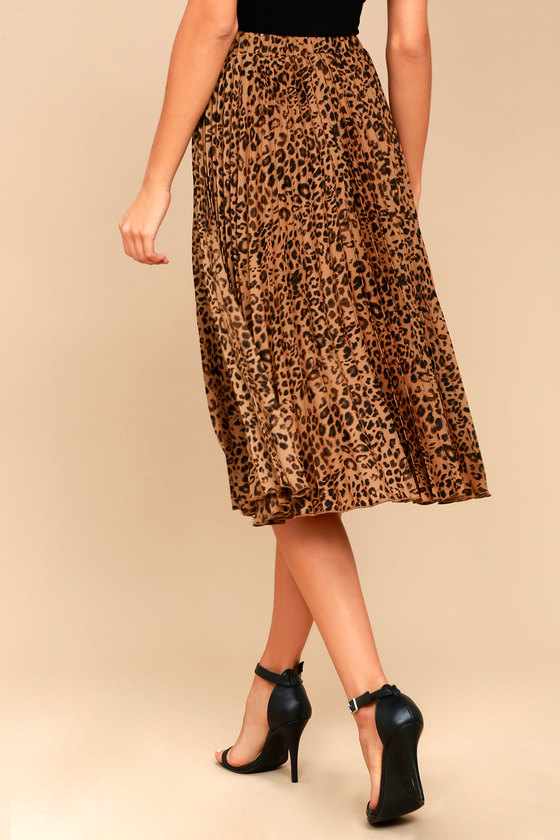 Others Follow Roxie Leopard - Pleated Skirt - Midi Skirt