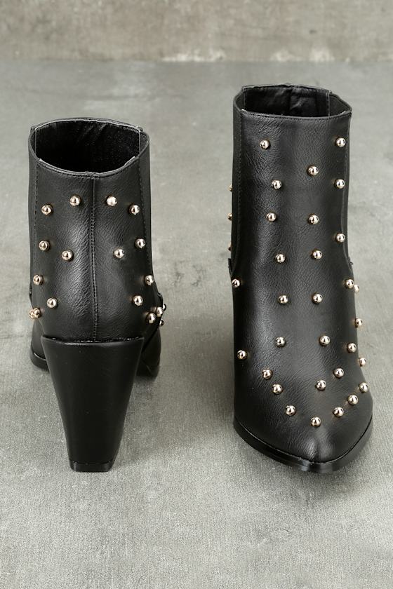 studded booties black