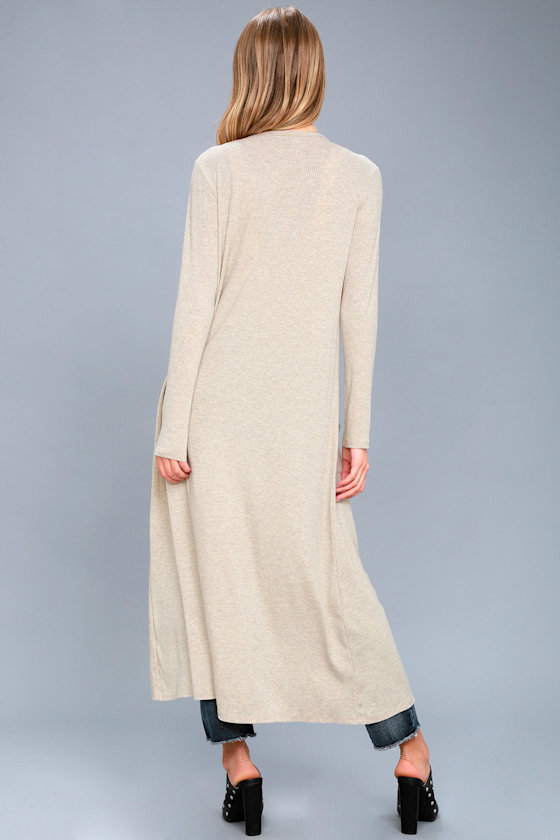 Chic Beige Cardigan Long Cardigan Sweater Maxi Cardigan