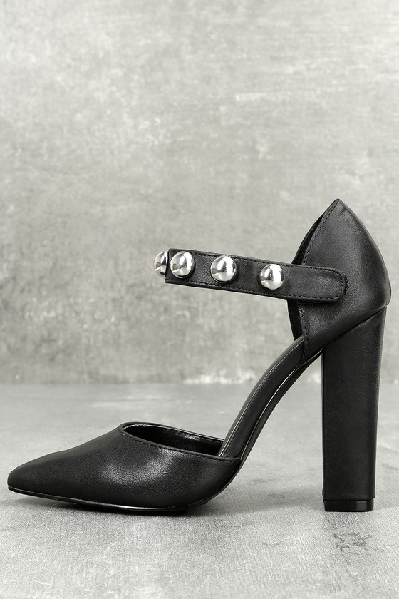 black high heels with studs