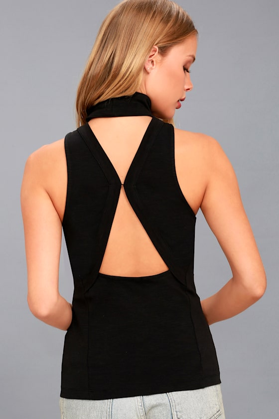 Download Free People Boa Vista Tank - Mock Neck Top - Black Top