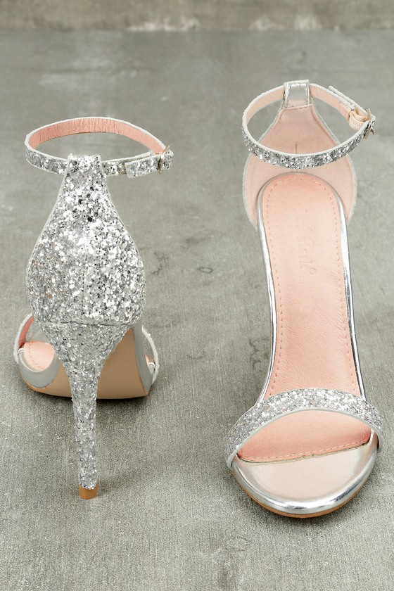 lace up glitter heels